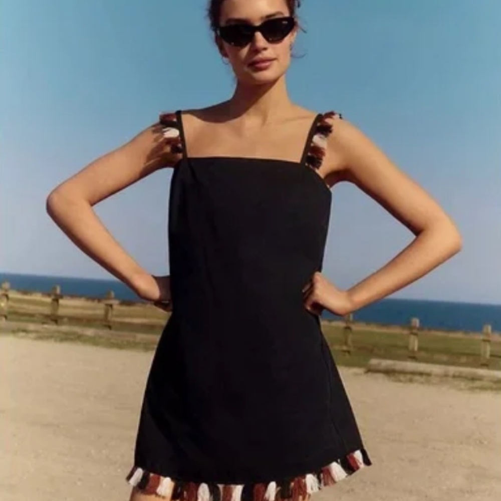 BNWT Anthropologie Hartley Mini Shift Tassel Dress